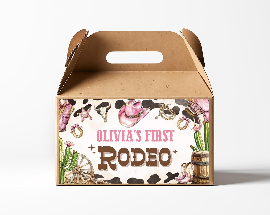 Pink Rodeo Theme Gable Box Editable Girl Rodeo Birthday Gable Box Label, Girl First Rodeo Birthday ...