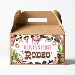 Editable Girl Rodeo Birthday Gable Box Label, Girl First Rodeo Birthday Gable Box Label, Cowgirl Gable Box Label, Rodeo Gift Box Label