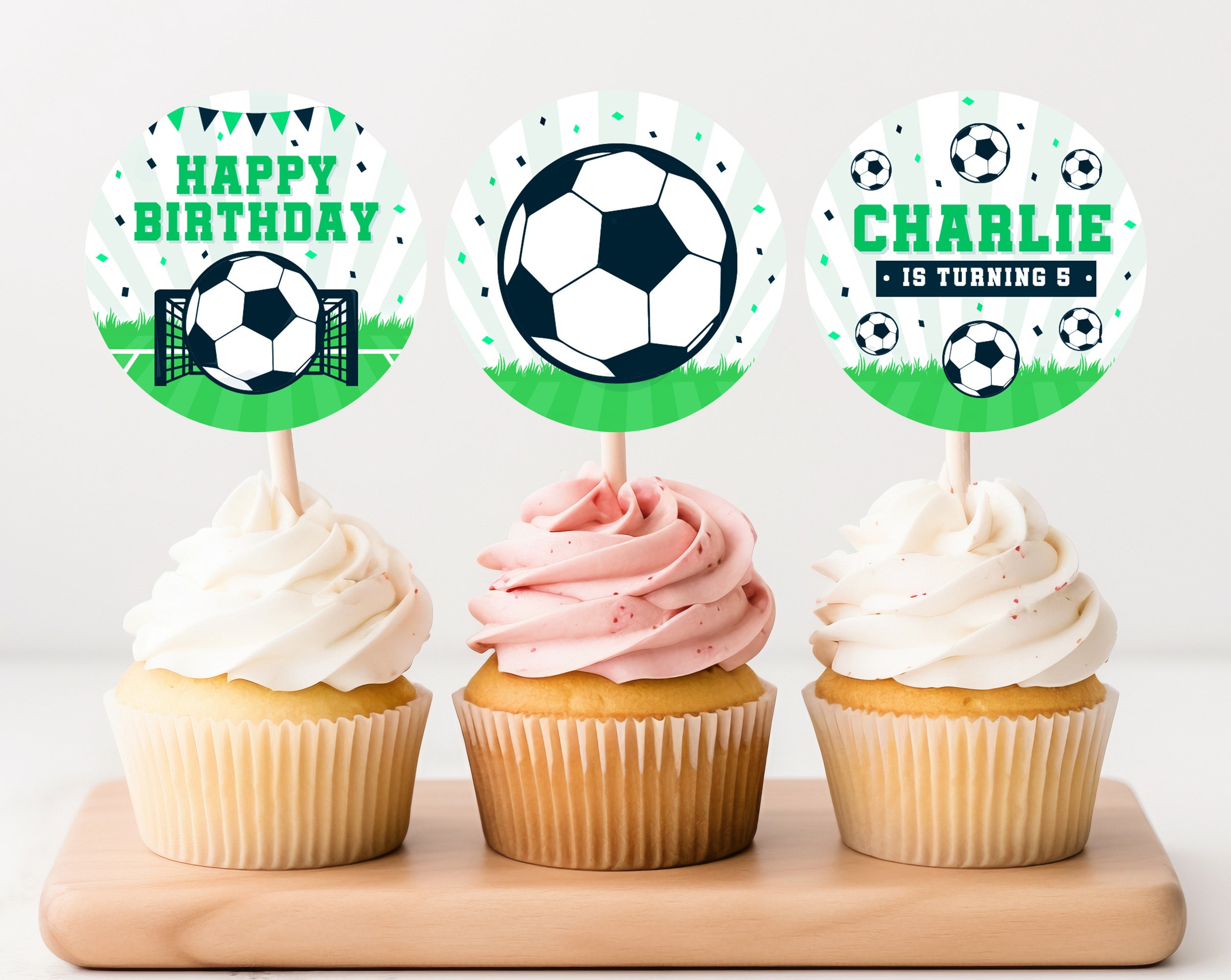 Editable Soccer Cupcake Toppers, Soccer Birthday Party Cupcake Toppers, Soccer Toppers ...