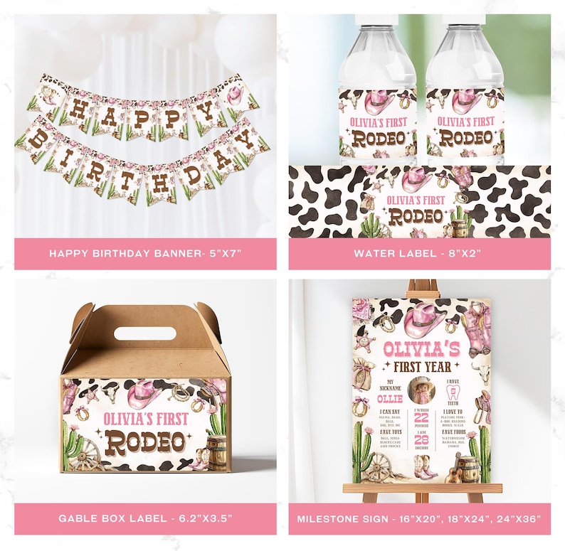 Editable First Rodeo Birthday Bundle, Girl Rodeo 1st Birthday Bundle ...