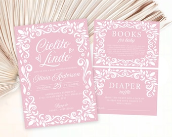 Editable Pink Cielito Lindo Invitation, Cielito Lindo Baby Shower Invitation, Mexican Talavera Baby Shower Invite, Papel Picado Invite, PCL1