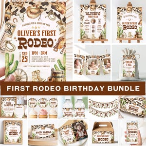 Editable First Rodeo Birthday Bundle, Rodeo 1st Birthday Bundle, Rodeo Birthday Party Decor, Cowboy Birthday Bundle, Cowboy Party Decor