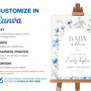 Blue Baby in Bloom Baby Shower Welcome Sign – a charming floral welcome for your sweet boy’s special day! This pastel blue Baby in Bloom Welcome Sign features delicate wildflowers, spring blooms, and garden-inspired elements, perfect for setting the tone at your boy baby shower. Ideal for decorating entryways, dessert tables, or photo backdrops, this wildflower floral welcome sign adds a soft, boho touch to your celebration.