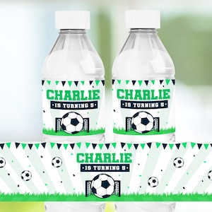 Editable Soccer Water Bottle Label, Soccer Water Bottle Label Printable Template, Football Water Bottle Label, Instant Download, Canva