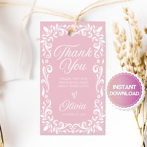 Editable Pink Cielito Lindo Favor Tag, Cielito Lindo Thank you Tag, Pink Talavera Favor Tag, Mexican Baby Shower Tag, Papel Picado Tag, PCL1
