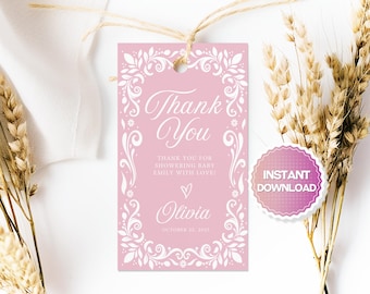 Editable Pink Cielito Lindo Favor Tag, Cielito Lindo Thank you Tag, Pink Talavera Favor Tag, Mexican Baby Shower Tag, Papel Picado Tag, PCL1