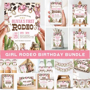 Editable First Rodeo Birthday Bundle, Girl Rodeo 1st Birthday Bundle, Rodeo Birthday Party Decor, Cowgirl Birthday Bundle, Cowgirl Birthday