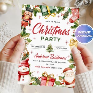 Invito modificabile per la festa di Natale, invito di Natale, invito di compleanno di Natale, invito per la festa di Natale, invito per la festa di Natale, CP1