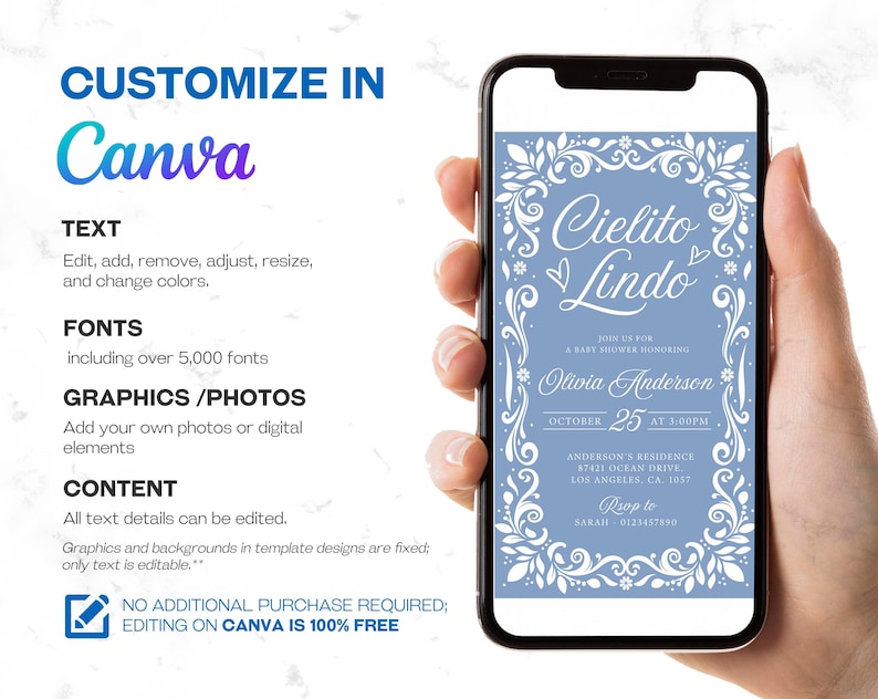 Cielito Lindo Blue Baby Shower Mobile Invitation features a pastel blue Talavera design with festive papel picado elements, perfect for a Mexican-themed boy baby shower. This digital invite is available as a mobile phone invitation or electronic evite for easy sharing.