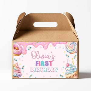 Étiquettes modifiables pour boîte Sweet One Gable, Donut Candy Gable Box, Étiquette pour boîte cadeau Sweet Bone, Étiquette pour boîte Sweet One Favor, Toile
