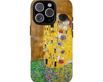 The Kiss Phone Case (1907), Gustav Klimt iPhone Case, Art Nouveau Golden Embrace, Floral Elegance, Intimate Artistry Luxurious Floral Motifs