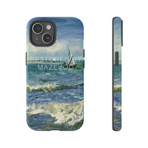 The Sea at Les Saintes-Maries-de-la-Mer Phone Case (1888) | Vincent Van Gogh | Nautical Impressions, Impressionistic Seascape with Sailboats