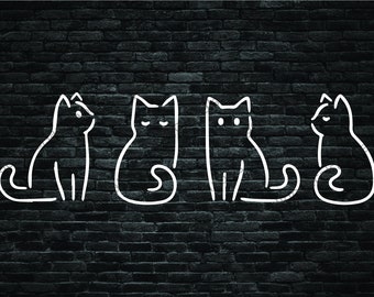 Quirky Cat Quartet Vinyl Decal - Adorable Feline Silhouettes