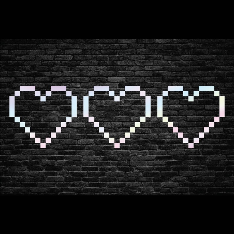 Holographic Pixel Hearts Vinyl Car Decal Vinyl Decals / Hydro Flask