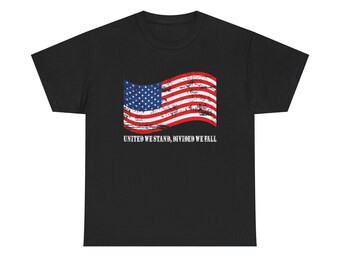 Maglietta con bandiera americana "United We Stand" - Maglietta in cotone patriottico