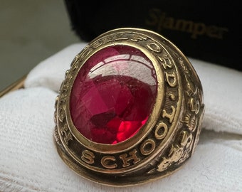 Vintage heavy 10K ruby class ring