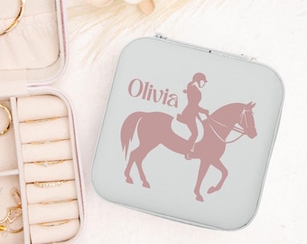 Horse Jewelry Box For Girl Personalized Horse Lover Gift Equestrian Earring Storage Case Travel Trinket Box Custom Mom Horse Rider Gift Pony