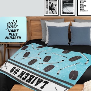 Personalized Hockey Blanket Custom Ice Hockey Player Team Gift Sports Coach Gift For Hockey Lover Throw Hockey Mom Gift Bleacher Blanket