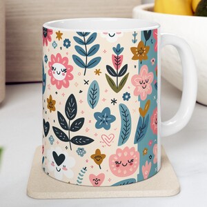 Floral Pattern Mug Cute Coffee Cup Perfect Gift for Moms Birthday or Mothers Day Elegant Flower Design Cute Flower Pattern Ceramic Mug 11oz