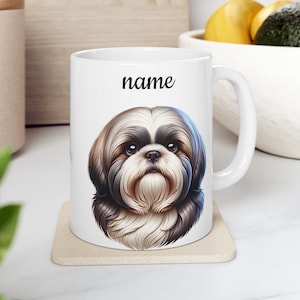 Shih Tzu Mug Custom Name Custom Dog Mug Dog Coffee Cup Personalized Pet Mugs Dog Mom Mug Dog Dad Mug Best Gift For Dog Lover Cup Shih Tzu