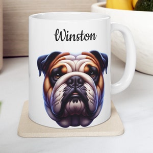 Bulldog Mug Custom Name Custom Dog Mug Dog Coffee Cup Personalized Pet Mugs Dog Mom Mug Dog Dad Mug Best Gift For Dog Lover Cup Bulldog Mug