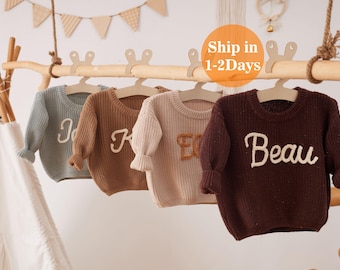 Suéter personalizado con nombre para bebé, suéter rosa para niña con nombre, suéter personalizado con nombre bordado a mano, el mejor regalo de cumpleaños para bebé.