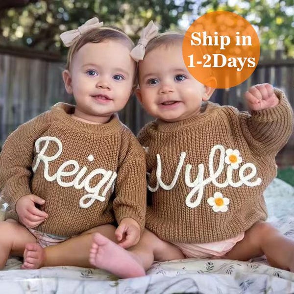 Hand Embroidery Sweaters, Custom Toddler Sweaters, Knit Sweater, Baby Jumper, Gifts for Daughters, Nursery Gifts, Baby Boy Gift, Baby Girl