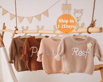 Personalized Baby Name Hand Embroidered Sweater | Announcement Baby Sweater | Baby Christmas Gift | Newborn Gift | Baby Shower Gift