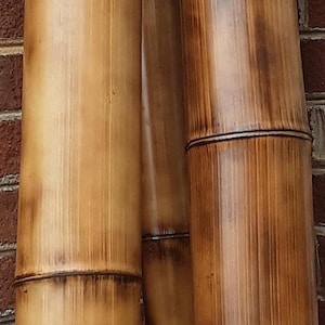XL 4" Diam. Bamboo Poles Set of 2 Flame Cured Indoor/Outdoor Tiki Decor