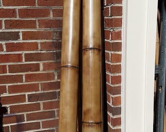 Bamboo Poles Set of 2 3.5-4"  Flame Cured Bamboo Indoor/Outdoor Tiki Decor Heavy Duty Construction Grade Bamboo Poles For Sale