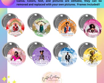 Editable Memorial Button Templates, Canva Designs (Digital Product)