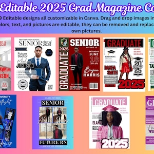 Editable Grad Magazine Cover/Flyer, Grad Magazine Template, Grad Senior Flyer, Editable Senior Flyer, Grad Senior Announcement