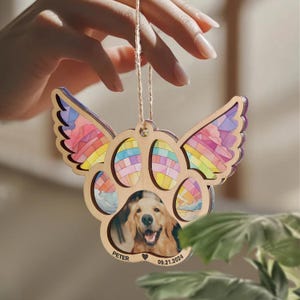 Personalized Pet Memorial Suncatcher: Photo Keepsake, Dog Cat Loss Gift