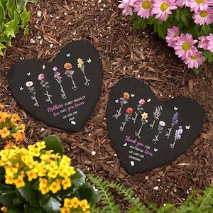 Pierre de jardin de famille, cadeau de fleurs personnelles, pierre de jardin de grand-mère, pierre de naissance de noms de petits-enfants
