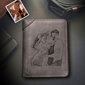 Wallet for Men Custom Photo Wallet Gift Engraved Picture Wallet for Him Personalized Card Holder Gift