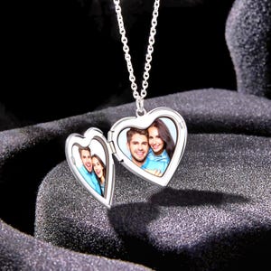 Personalized Photo Engraved Locket Necklace - Custom Picture Heart Locket Pendant - Sentimental Gift for Best Friend