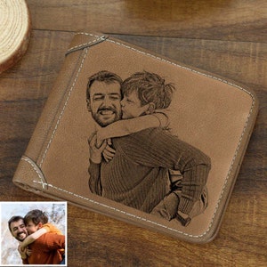 Portefeuille homme cadeau personnalisé avec photo gravée portefeuille pour lui portefeuille photo personnalisé pour papa porte-cartes pour mari