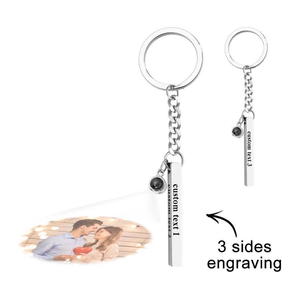 Personalized Keychain Photo Projection Memory Gift for Him Custom Photo ...