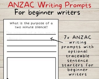 ANZAC Writing Prompts for Beginner Writers