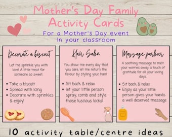 Mother's Day Activity Cards for a Parent Event | Signs & Set Up Guide