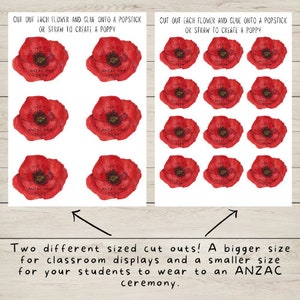 ANZAC Day Poppy Cut-outs, watercolour poppy with text zdjęcie 2
