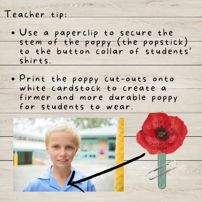 ANZAC Day Poppy Cut-outs, watercolour poppy with text zdjęcie 3