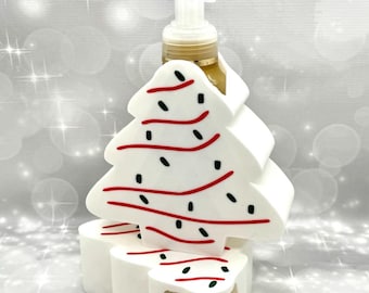Christmas Tree Cake Bath and Body Works Soap Bottle Holder | Holiday Bathroom Decor | Festive Counter Accessory | Durable