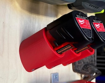 Wall Mounts for Milwaukee M12 Batteries | Holder | Bracket | Angled |Compact | Durable | Sturdy