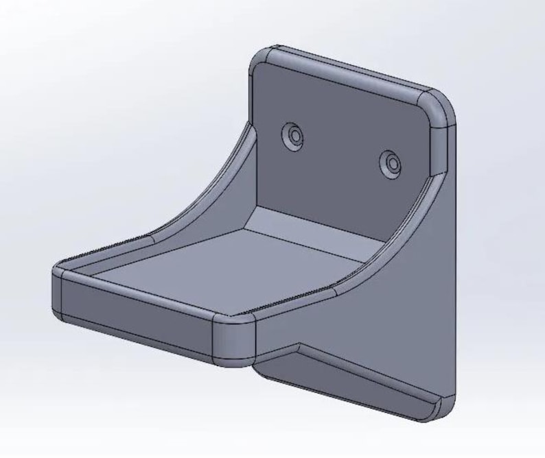 May include: A gray plastic wall mount shelf with two holes on the back for mounting.