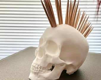 Punk Skull Toothpick Holder | Halloween | Gothic Kitchen Decor | Unique Table Accessory | Skull Decor | Creepy Cute Gift | Custom Size