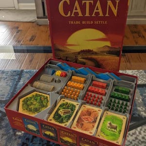 Insert Organizers for Settlers of Catan Base Game and Expansion | 5-6 Players | Organization | Convenient
