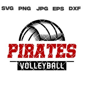 Pirates SVG, Pirates Volleyball SVG, Volleyball svg, png, jpg, dxf, eps, Cricut Files, Digital Download, Silhouette, Instant Download