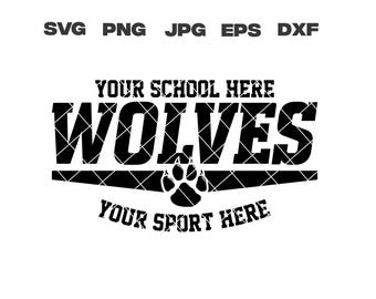 Personalized, Custom, Wolves svg, School Mascot, svg, dxf, eps, png, jpg, sublimation, cut file, cricut, silhouette, vector, digital