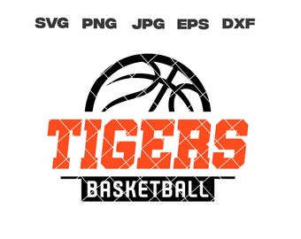 Tigres SVG, Tigres Baloncesto SVG, Equipo de baloncesto, svg, png, jpg, dxf, eps, Archivos Cricut, Digital, Silhouette, Descarga instantánea